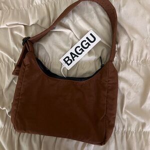 Baggu Brown Nylon Mini Shoulder Bag